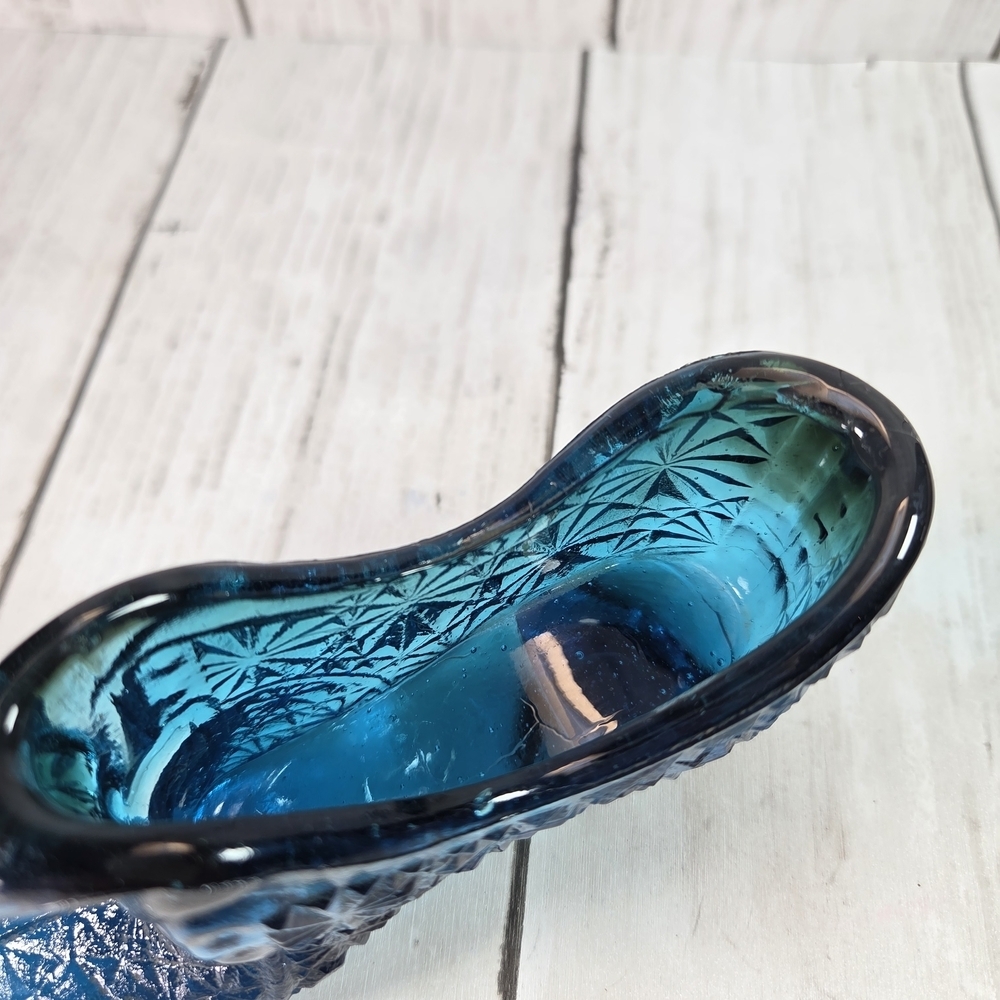 Fenton Art Glass Daisy & Button Blue Cat Shoe Slipper Paperweight Desk Decor - Picture 3 of 10